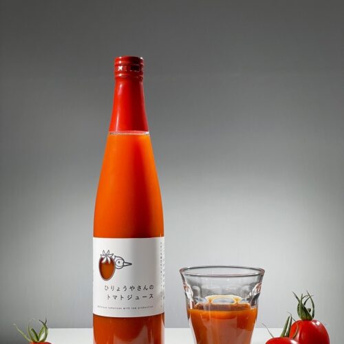 肥料メーカーの高級ミニトマトの規格外をジュースに加工 「ひりょうやさんのトマトジュース(500mlビン)」発売